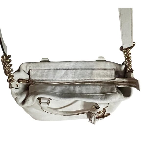 Michael Kors AUTHENTIC Vanilla Megan Lg Satchel Soft Pebbled Leather Handbag - Picture 6 of 12